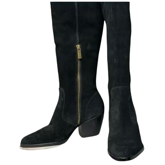 NWOB-Michael Kors Harlow Black Suede Pointed Toe Over-The-Knee Boots Size 6 - Picture 2 of 7